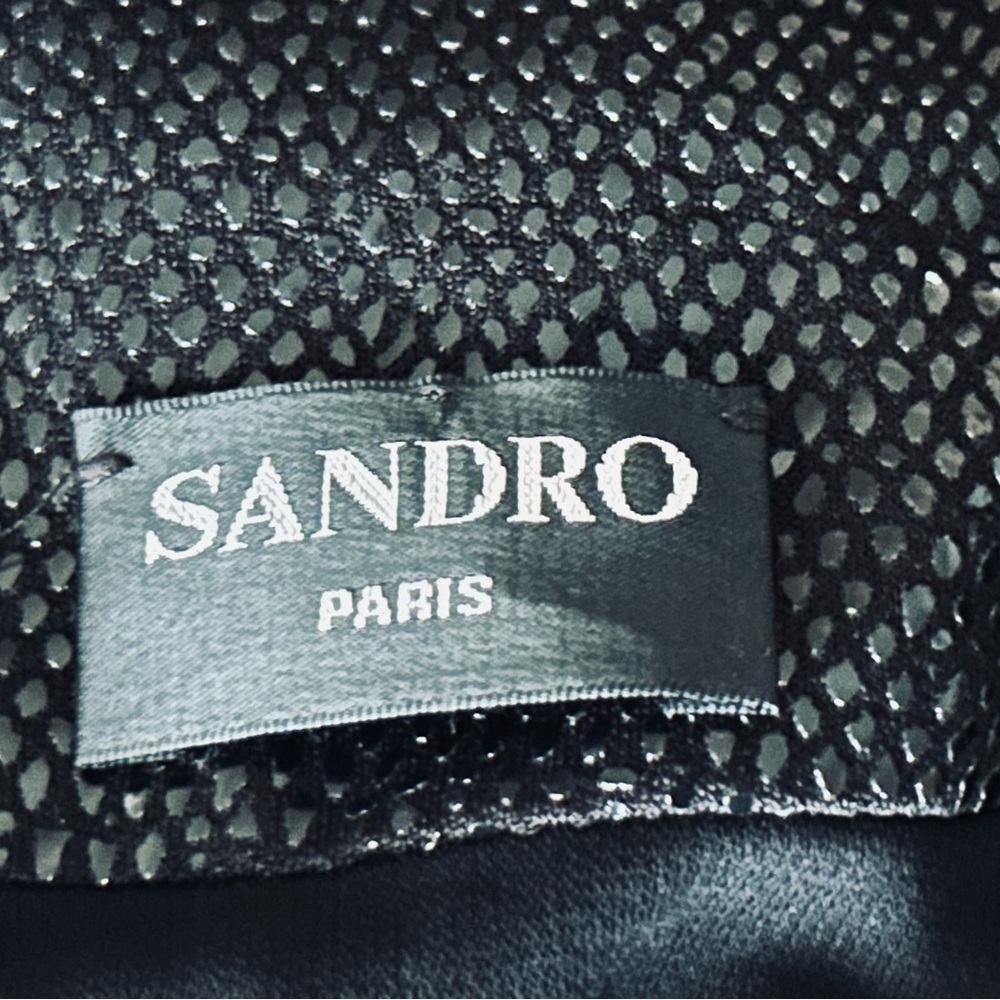 Sandro Paris Draped Black Dress Designer Maxi Midi Evening Long Open Back 8 10 - Picture 14 of 15